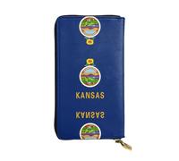 Pidgazdfgv Kansas State Flag Women RFID Blocking Wallet Leather Zip Phone Clutch Large Capacity Lady Travel Purse Gifts