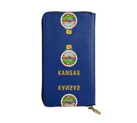 Pidgazdfgv Kansas State Flag Women RFID Blocking Wallet Leather Zip Phone Clutch Large Capacity Lady Travel Purse Gifts