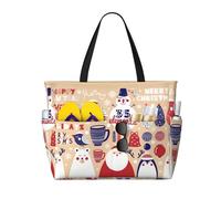 Pidgazdfgv Large Cute Animals With Snowman Beach Bag Women Men Waterproof Pool Bag Holiday Travel Sports Bag Gym Sack Backpack