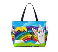 Pidgazdfgv Large Happy Easter Bunny Beach Bag Women Men Waterproof Pool Bag Holiday Travel Sports Bag Gym Sack Backpack