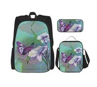 Pidgazdfgv Lilies and Butterfly Backpack Kid Boys Girls Lunch Box School Bookbag Set Secondary Pupil College Student Gift