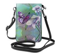Pidgazdfgv Lilies And Butterfly Crossbody Wallet Women Leather Small Travel Strap Handbag Phone Bag Cell Phone Small Purse