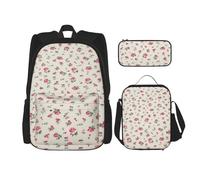 Pidgazdfgv Lovely Sweet Red Cherry Backpack Kid Boys Girls Lunch Box School Bookbag Set Secondary Pupil College Student Gift