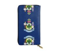 Pidgazdfgv Maine State Flag Women RFID Blocking Wallet Leather Zip Phone Clutch Large Capacity Lady Travel Purse Gifts