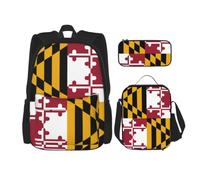 Pidgazdfgv Maryland State Flag Backpack Kid Boys Girls Lunch Box School Bookbag Set Secondary Pupil College Student Gift