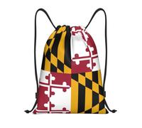 Pidgazdfgv Maryland State Flag Drawstring Backpack Sports Gym Sackpack Mesh Pockets Water Resistant String Bag Women Men