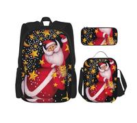 Pidgazdfgv Merry Christmas Backpack Kid Boys Girls Lunch Box School Bookbag Set Secondary Pupil College Student Gift