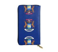 Pidgazdfgv Michigan State Flag Women RFID Blocking Wallet Leather Zip Phone Clutch Large Capacity Lady Travel Purse Gifts