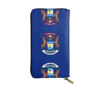 Pidgazdfgv Michigan State Flag Women RFID Blocking Wallet Leather Zip Phone Clutch Large Capacity Lady Travel Purse Gifts