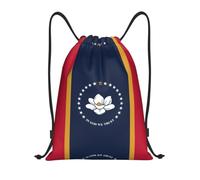 Pidgazdfgv Mississippi State Flag Drawstring Backpack Sports Gym Sackpack Mesh Pockets Water Resistant String Bag Women Men