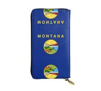 Pidgazdfgv Montana State Flag Women RFID Blocking Wallet Leather Zip Phone Clutch Large Capacity Lady Travel Purse Gifts