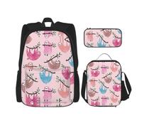 Pidgazdfgv Naughty Sloth Backpack Kid Boys Girls Lunch Box School Bookbag Set Secondary Pupil College Student Gift