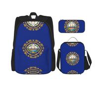 Pidgazdfgv New Hampshire State Flag Backpack Kid Boys Girls Lunch Box School Bookbag Set Secondary Pupil College Student Gift