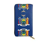 Pidgazdfgv New York State Flag Women RFID Blocking Wallet Leather Zip Phone Clutch Large Capacity Lady Travel Purse Gifts