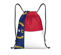 Pidgazdfgv North Carolina State Flag Drawstring Backpack Sports Gym Sackpack Mesh Pockets Water Resistant String Bag Women Men