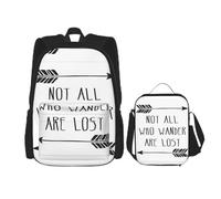 Pidgazdfgv Not All Who Wander are Lost Backpack Kid Boys Girls Lunch Box School Bookbag Set Secondary Pupil College Student Gift