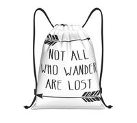 Pidgazdfgv Not All Who Wander Are Lost Drawstring Backpack Sports Gym Sackpack Mesh Pockets Water Resistant String Bag Women Men