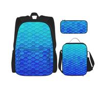 Pidgazdfgv Ocean Sea Blue Mermaid Fish Backpack Kid Boys Girls Lunch Box School Bookbag Set Secondary Pupil College Student Gift