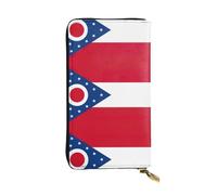 Pidgazdfgv Ohio State Flag Women RFID Blocking Wallet Leather Zip Phone Clutch Large Capacity Lady Travel Purse Gifts