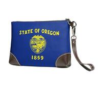 Pidgazdfgv Oregon State Flag Genuine Leather Wristlet Clutch Bag Cell Phone Wallet Purse Wallet Purses Handbags Women