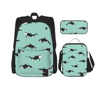 Pidgazdfgv Pacific Ocean Whale Backpack Kid Boys Girls Lunch Box School Bookbag Set Secondary Pupil College Student Gift