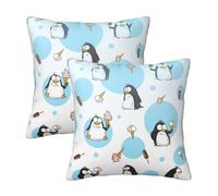 Pidgazdfgv Penguin Balloon Snowflake Cushion Cover Throw Pillow Cover Square Couch Cushion Sofa Bedroom Decor Pillowcase Summer