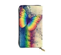 Pidgazdfgv Rainbow Butterfly Women RFID Blocking Wallet Leather Zip Phone Clutch Large Capacity Lady Travel Purse Gifts