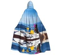 Pidgazdfgv Scenery Of A Table Above Sea Adult Hooded Robe Cloak Knight Fancy Cool Halloween Cos Costume Cape Length Hooded Cloak