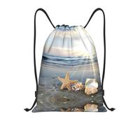 Pidgazdfgv Seashells On The Beach Drawstring Backpack Sports Gym Sackpack Mesh Pockets Water Resistant String Bag Women Men