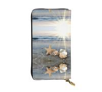 Pidgazdfgv Seashells On The Beach Women RFID Blocking Wallet Leather Zip Phone Clutch Large Capacity Lady Travel Purse Gifts