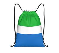 Pidgazdfgv Sierra Leone Flag Drawstring Backpack Sports Gym Sackpack Mesh Pockets Water Resistant String Bag Women Men