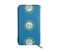 Pidgazdfgv South Dakota Flag Women RFID Blocking Wallet Leather Zip Phone Clutch Large Capacity Lady Travel Purse Gifts