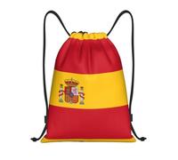 Pidgazdfgv Spanish Flag Drawstring Backpack Sports Gym Sackpack Mesh Pockets Water Resistant String Bag Women Men