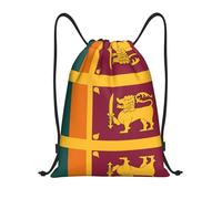 Pidgazdfgv Sri Lanka Flag Drawstring Backpack Sports Gym Sackpack Mesh Pockets Water Resistant String Bag Women Men