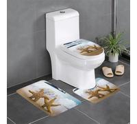 Pidgazdfgv Starfish On The Beach Bathroom Rug Mat Set 3 Bath Set Non-Slip Carpet Mats U-Shaped Toilet Bathroom Tub Shower