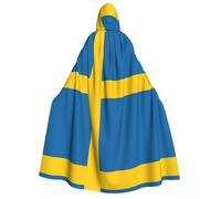Pidgazdfgv Swedish Flag Adult Hooded Robe Cloak Knight Fancy Cool Halloween Cos Costume Cape Length Hooded Cloak