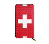 Pidgazdfgv Swiss Flag Women RFID Blocking Wallet Leather Zip Phone Clutch Large Capacity Lady Travel Purse Gifts