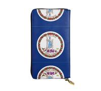 Pidgazdfgv Virginia State Flag Women RFID Blocking Wallet Leather Zip Phone Clutch Large Capacity Lady Travel Purse Gifts
