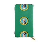 Pidgazdfgv Washington Flag Women RFID Blocking Wallet Leather Zip Phone Clutch Large Capacity Lady Travel Purse Gifts