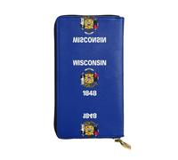 Pidgazdfgv Wisconsin State Flag Women RFID Blocking Wallet Leather Zip Phone Clutch Large Capacity Lady Travel Purse Gifts
