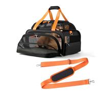 pidipiti 17x13.5x9 TSA Approved top and 1 Side Expandable pet Carrier for Small Dog Puppy cat up to 8 lbs Weight, for Spirit Southwest Airlines with Double Zipper Locks and 2 Pockets.