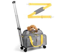 pidipiti 18x13.5x9 TSA Approved top Expandable Rolling pet Carrier for Small Dog Puppy cat up to 8 lbs and 17'' in,Soft Sided for Spirit Southwest Airline,with 4 Wheels and 2 Pockets(Grey).