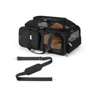 pidipiti 19x13x9 TSA Approved top Expandable pet Carrier for Small Dog Puppy cat up to 12=15 lbs Weight and 18'' Length, for Southwest Allegiant Spirit Canada Airlines(Black)