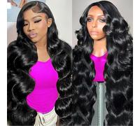 pidrez 250% Density Body Wave Lace Front Wigs Human Hair Pre Plucked 13x6 HD Transparent Body Wave Wig Human Hair Brazilian Glueless Frontal Wigs For Women with Baby Hair Natural Black 24 Inch