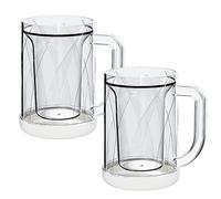 PIDUDU Double Layer Freezer Beer Cup, Beer Mugs for Freezer, 16 oz Insulated Double Walled Plastic Freezable Wine Cups，Whiskey Drinks Iced Coffee Cups