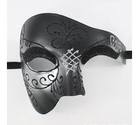 PIDUDU Masquerade Mask Vintage Half Face Mask The Opera Masquerade Mask For Men Vintage Design Halloween, Prom, Mardi Gras, & Carnival (Black)