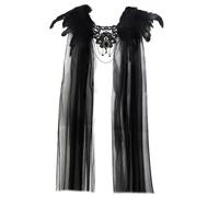 PIDUDU Women's Gothic Feather Cloak Queen Cosplay Vampire Cloak Witches Cape Cosplay(Black)
