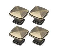 Pidynx 4 Pack Bronze Cabinet Knobs 1.18" Square Knobs and Pull for Dresser Drawers Zinc Alloy Single Hole Pulls for Dresser 30mm Cupboard Handles for Kitchen Wardrobe Cabinet Hardware (4, Bronze)
