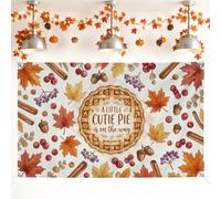 Pie Backdrop, Rustic Fanciful Leaves Cinnamon Fall Orange Party Photo Backdrop for Home Room Wall Celebration Display Decor 71x43 Inch