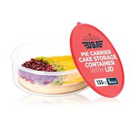 Pie Carrier Cake Storage Clear Container with Red Lid | 10.5" Large Round Plastic Cupcake Cheesecake Muffin Flan Cookie Tortilla Holder Storage Containers Airtight | Pie Keeper Transport Container